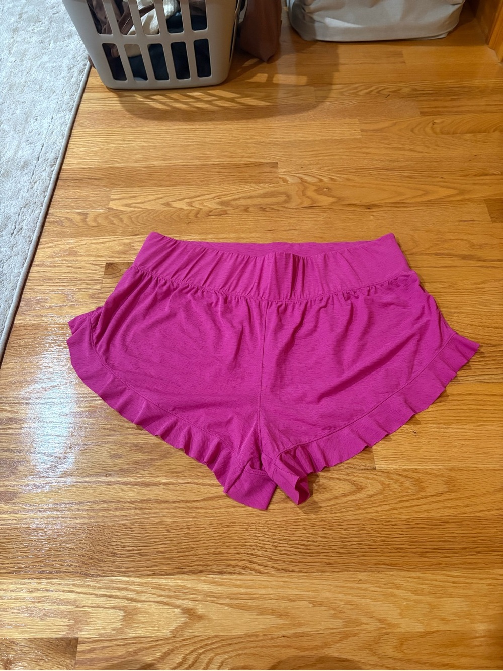 FP Movement by Free People Bright Magenta Ruffle-Hem Athletic Shorts